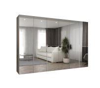 Armoire penderie 3 m Eiger 164 | 6 portes miroir | cachemire | Soft-Close | 4 étagères & 4 tringles