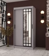 Armoire à portes coulissantes / Penderie / Cachemire / 100 x 62 x 200 cm / étroite / 1 porte miroir / Détails modernes / 2 tringles / 5 compartiments