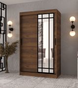 Armoire | Couleur : noyer Warmia | 1 porte miroir | 120 x 62 x 200 cm | 2 tringles à vêtements | Détails modernes | 5 compartiments | Système de glissières fiable