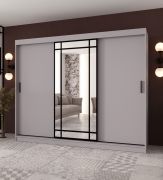 Armoire à portes coulissantes | porte miroir décorative | Couleur : chêne Artisan | 2 tringles à vêtements | Armoire | 10 compartiments | 250 x 62 x 200 cm | Durable et résistante