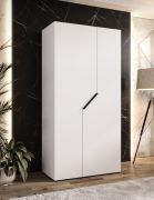 Penderie / Armoire à portes battantes / Couleur : Blanc / 1 mètre de large / 1 compartiment / 1 tringle à vêtements / Poignées : Noir / Dimensions : 100 x 52 x 202 cm / Fonction Soft-Close / ABS