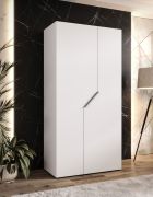 Penderie / Armoire à portes battantes / Couleur : Blanc / 1 mètre de large / 1 compartiment / 1 tringle à vêtements / Poignées : Cachemire / Dimensions : 100 x 52 x 202 cm / Fonction Soft-Close / ABS