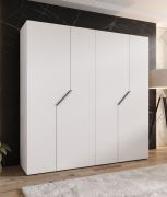 Armoire / 4 portes / Couleur : Blanc / 2 compartiments / 2 tringles à vêtements / Poignées : Cachemire / Fonction Soft-Close / Dimensions : 200 x 52 x 202 cm / Chants ABS