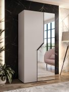 Penderie / 1 porte miroir / Couleur : Cachemire / 1 compartiment / 1 tringle à vêtements / Poignées : Noir / Armoire à portes battantes / Dimensions : 100 x 52 x 202 cm / Fonction Soft-Close
