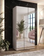 Armoire de chambre à coucher avec miroir / Couleur : Cachemire / 1 compartiment / 1 tringle à vêtements / Fonction Soft-Close / Chants ABS / Poignées : Cachemire / Dimensions : 100 x 52 x 202 cm / Penderie