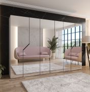 Armoire à portes battantes / Couleur : Cachemire / Fonction Soft-Close / Poignées : Noir / 3 compartiments / 3 tringles à vêtements / Dimensions : 300 x 52 x 202 cm / ABS / Penderie
