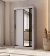 Penderie / Couleur : cachemire / 2 tringles / 5 compartiments / Armoire à portes coulissantes / Système de coulisses fiable / 100 x 62 x 200 cm / Porte miroir décorative