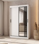 Armoire à portes coulissantes / Penderie / Blanc mat / 120 x 62 x 200 cm / Détails modernes / 5 compartiments / 2 tringles à vêtements / Finition élégante