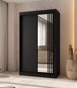 Armoire à portes coulissantes / Penderie / Noir mat / 120 x 62 x 200 cm / Détails modernes / 5 compartiments / 2 tringles à vêtements / Finition élégante