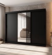 Penderie à portes coulissantes / 10 compartiments / Noir mat / 2 tringles à vêtements / Finition haut de gamme / Armoire / 250 x 62 x 200 cm / Porte miroir décorative