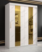Armoire penderie design marbre Hochfeiler 11 | Blanc & effet marbre | 200 x 150 x 62 cm | 5 étagères | 2 penderies