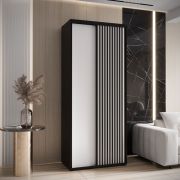 Armoire à portes coulissantes Tharo 1 m | Noir/Blanc | Gain de place | Poignées métal noires | Robuste