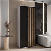 Armoire Tharo avec portes coulissantes | Blanc/Noir | Moderne | Pour salon ou chambre | 235,2 x 110 x 45 cm | Robuste