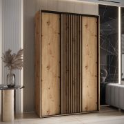 Armoire 1,5 m en chêne | Portes coulissantes | Grand espace de rangement | Style moderne | Peu encombrante