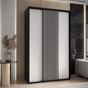 Armoire Tharo 1,5 m | Portes coulissantes noir/blanc | Moderne | Espace optimisé | Salon & chambre