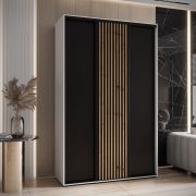 Armoire à portes coulissantes Mina | Noir/Blanc | 235,2 x 150 x 60 cm | Design moderne et gain de place