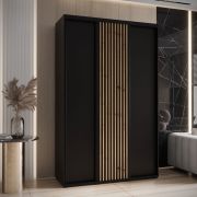 Armoire Mina noire à portes coulissantes | 235,2 x 150 x 60 cm | Gain de place | Grand espace de rangement | Style moderne