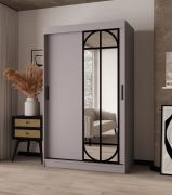 Armoire à portes coulissantes / Penderie à vêtements / Couleur : cachemire / 2 tringles / 5 compartiments / Porte miroir décorative / 120 x 62 x 200 cm / Détails modernes