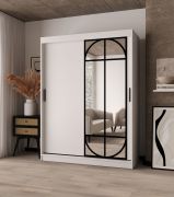 Penderie / Armoire à portes coulissantes / Couleur : Blanc mat / 2 tringles à vêtements / 5 compartiments / Finition haut de gamme / 150 x 62 x 200 cm / Pour chambre à coucher