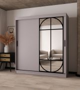 Armoire à portes coulissantes / Cachemire / Porte miroir / Détails modernes / 180 x 62 x 200 cm / 10 compartiments / 2 tringles à vêtements / Finitions haut de gamme