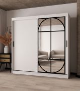Penderie / Blanc mat / Porte miroir / Détails modernes / 200 x 62 x 200 cm / Armoire à portes coulissantes / 10 compartiments / 2 tringles à vêtements / Finition haut de gamme