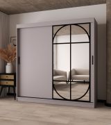 Penderie / Cachemire / Porte miroir / Détails modernes / 200 x 62 x 200 cm / Armoire à portes coulissantes / 10 compartiments / 2 tringles à vêtements / Finitions haut de gamme