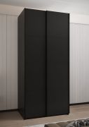 Armoire à portes coulissantes / Penderie / 6 compartiments / 245,5 x 100 x 64 cm / 2 tringles à vêtements / 6 étagères / 2 portes coulissantes / Couleur : Noir / Soft-Close