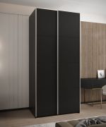 Penderie / Armoire à portes coulissantes / 2 portes coulissantes / 2 tringles à vêtements / 6 compartiments / 6 étagères / 245,5 x 100 x 64 cm / Couleur : Noir / Soft-Close
