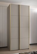 Penderie / Armoire à portes coulissantes / 2 tringles à vêtements / 245,5 x 100 x 64 cm / 6 compartiments / Soft-Close / 2 portes coulissantes / Couleur : Cachemire / 6 compartiments