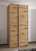 Penderie / Armoire à portes coulissantes / 245,5 x 110 x 64 cm / 6 compartiments / Fonction Soft-Close / 2 tringles à vêtements / 6 étagères / Couleur : Chêne Artisan