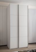 Penderie / Armoire à portes coulissantes / 245,5 x 110 x 64 cm / 6 étagères / 6 compartiments / 2 tringles à vêtements / Soft-Close / Couleur : Blanc / 2 portes coulissantes