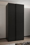 Penderie / Armoire à portes coulissantes / 245,5 x 110 x 64 cm / 2 portes coulissantes / 6 compartiments / 2 tringles à vêtements / 6 étagères / Couleur : Noir /Soft-Close