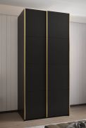 Penderie / Armoire à portes coulissantes / 245 x 110 x 64 cm / 2 tringles à vêtements / 6 compartiments / 2 portes coulissantes / 6 étagères / Couleur : Noir / Soft-Close