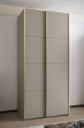Penderie / Armoire à portes coulissantes / 2 portes coulissantes / 245,5 x 110 x 64 cm / 6 compartiments / 6 étagères / 2 tringles à vêtements / Couleur : Cachemire / Soft-Close