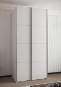 Penderie / Armoire à portes coulissantes / 245,5 x 120 x 64 cm / Soft-Close / 2 tringles à vêtements / 6 compartiments / 2 portes coulissantes / Couleur : Blanc / 6 étagères