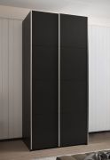 Penderie / Armoire à portes coulissantes / 6 compartiments / 2 tringles à vêtements / 245,5 x 120 x 64 cm / 2 portes coulissantes / 6 étagères / Couleur : Noir / Soft-Close