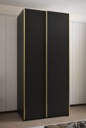 Penderie / Armoire à portes coulissantes / 6 compartiments / 2 tringles à vêtements / 2450,5 x 120 x 64 cm / 6 étagères / Soft-Close / Couleur : Noir /2 portes coulissantes