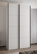 Penderie / Armoire à portes coulissantes / 2 portes coulissantes / 6 compartiments / 2 tringles à vêtements / 245,5 x 130 x 64 cm / 6 étagères / Couleur : Blanc / Soft-Close