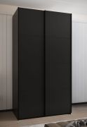 Penderie / Armoire à portes coulissantes / 245,5 x 130 x 64 cm / 6 compartiments / 6 étagères / 2 portes coulissantes / 2 tringles à vêtements / Couleur : Noir / Soft-Close