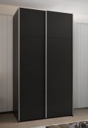 Penderie / Armoire à portes coulissantes / 2 tringles à vêtements / 2 portes coulissantes / 6 compartiments / 6 étagères / Soft-Close / Couleur : Noir / Soft-Close