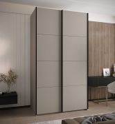 Penderie / Armoire à portes coulissantes / 6 compartiments / 2 tringles à vêtements / 245,5 x 130 x 64 cm / 2 portes coulissantes / 6 étagères / Couleur : Cachemire / Soft-Close