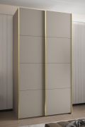 Penderie / Armoire à portes coulissantes / 2 tringles à vêtements / 245,5 x 130 x 64 cm / 6 compartiments / 6 étagères / 2 portes coulissantes / Couleur : Cachemire / Soft-Close