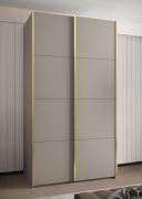 Penderie / Armoire à portes coulissantes / 245,5 x 140 x 64 cm / 6 compartiments / 2 tringles à vêtements / 2 portes coulissantes / 6 étagères / Couleur : Cachemire / Soft-Close
