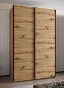 Penderie / Armoire à portes coulissantes / 245,5 x 150 x 64 cm / 2 portes coulissantes / 2 tringles à vêtements/ 6 compartiments / 6 étagères / Couleur : Chêne Artisan