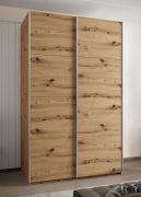 Penderie / Armoire à portes coulissantes / 245,5 x 150 x 64 cm / 2 tringles à vêtements / 2 portes coulissantes / 6 étagères / Soft-Close / Couleur : Chêne Artisan