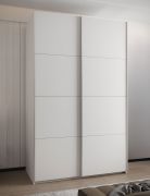 Penderie / Armoire à portes coulissantes / 6 étagères / 245,5 x 150 x 64 cm / 6 compartiments / 2 tringles à vêtements / 2 portes coulissantes / Soft-Close / Couleur : Blanc