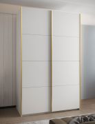 Penderie / Armoire à portes coulissantes/ Soft-Close / 245,5 x 150 x 64 cm / 6 compartiments / 6 étagères / 2 tringles à vêtements / 2 portes coulissantes / Couleur : Blanc