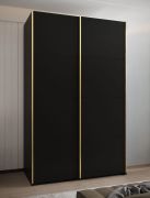 Penderie / Armoire à portes coulissantes / 245,5 x 150 x 64 cm / 2 portes coulissantes / 2 tringles à vêtements / 6 étagères / 6 compartiments / Couleur : Noir / Soft-Close