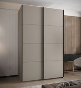 Penderie / Armoire à portes coulissantes / 6 compartiments / 245,5 x 150 x 64 cm / 2 portes coulissantes / 2 tringles à vêtements / 6 étagères / Couleur : Cachemire / Soft-Close