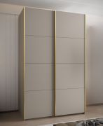 Penderie / Armoire à portes coulissantes / 6 étagères / 2 tringles à vêtements / 245,5 x 150 x 64 cm / 6 compartiments / 2 portes coulissantes / Soft-Close / Couleur : Cachemire